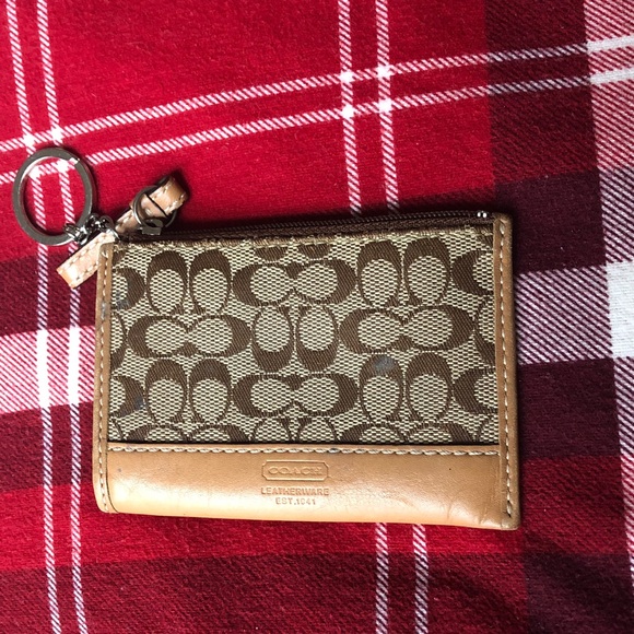 Coach Brown and Tan Signature Card Holder and Keychain - Picture 3 of 6
